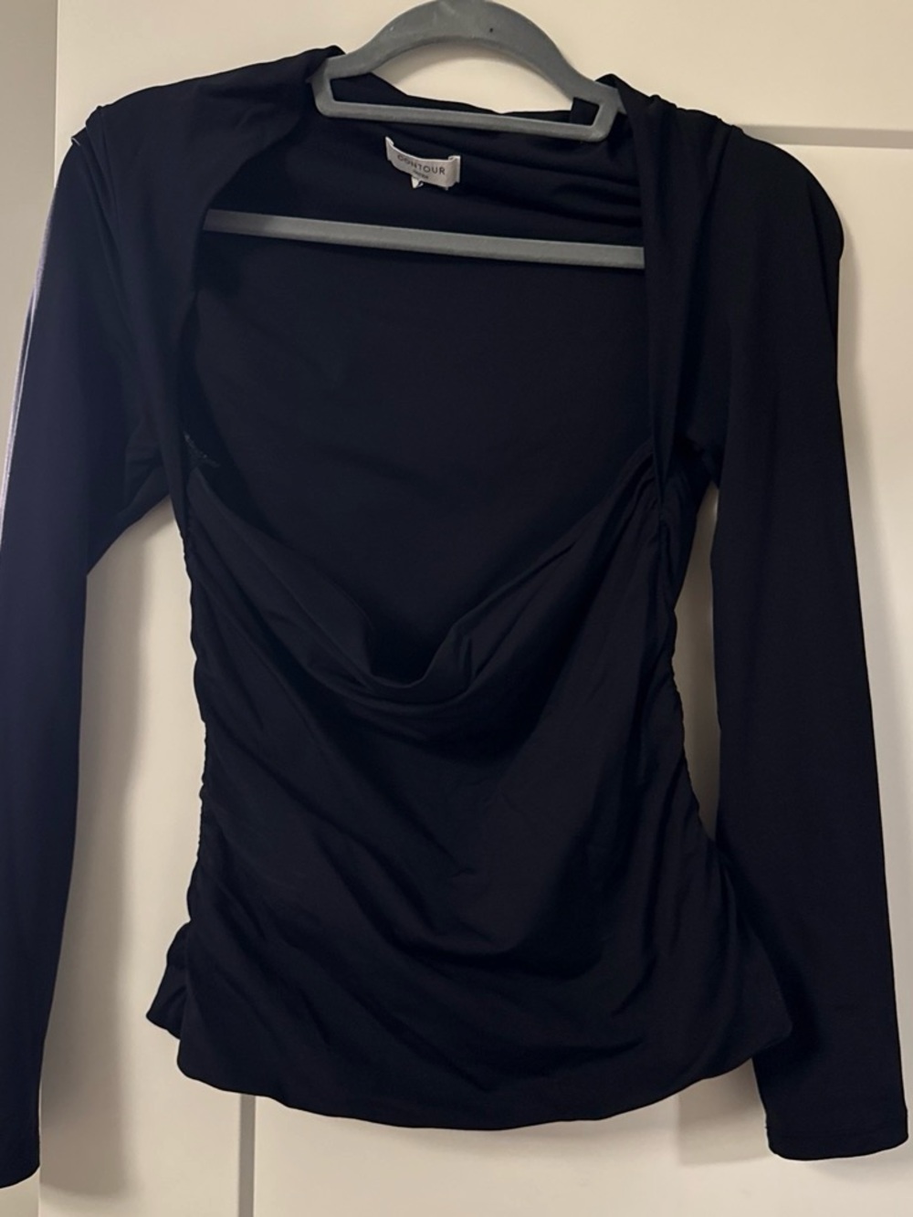 Aritzia Black Long-Sleeve Cowl Neck Top